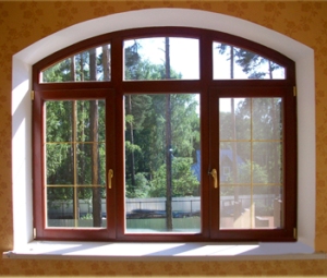 дизайн деревянных окон, трехстворчатые деревянные окна