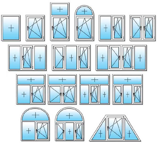 Основные схемы и конфигурации пластиковых окон